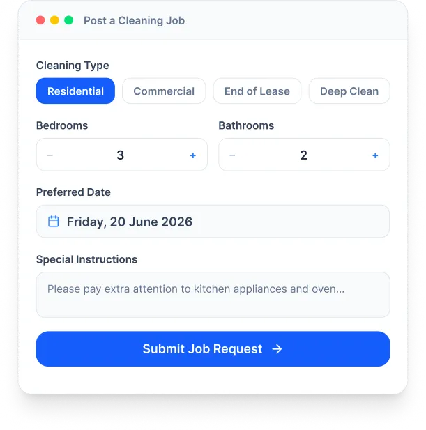 Post a cleaning job form