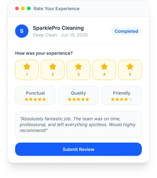 Rate your experience review form